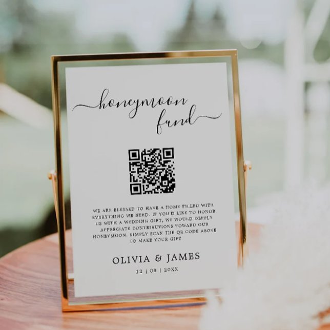 Modern Honeymoon Fund QR Code Sign, Wedding  Invitation (Modern Honeymoon Fund QR Code Sign, Wedding Invitation)