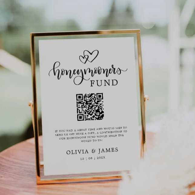 Modern Honeymoon Fund QR Code Sign, Wedding  Invitation (Modern Honeymoon Fund QR Code Sign, Wedding Invitation)