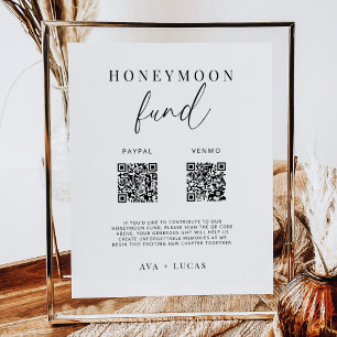 Modern Honeymoon Fund QR Code Wedding Sign