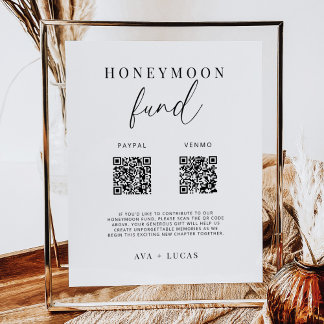 Modern Honeymoon Fund QR Code Wedding Sign