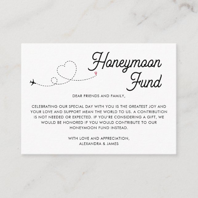 Modern Honeymoon Fund QR Code Wishing Well Enclosure Card (Front)