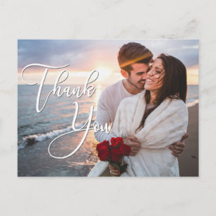 Modern Honeymoon Wedding 2 Photo Thank You Postcard