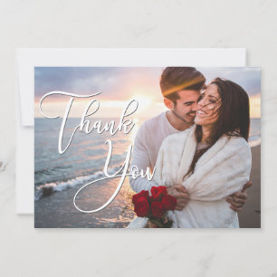 Modern Honeymoon Wedding Photo Thank You Card