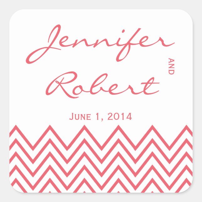 Modern Honeysuckle Pink Chevron Envelope Seal (Front)