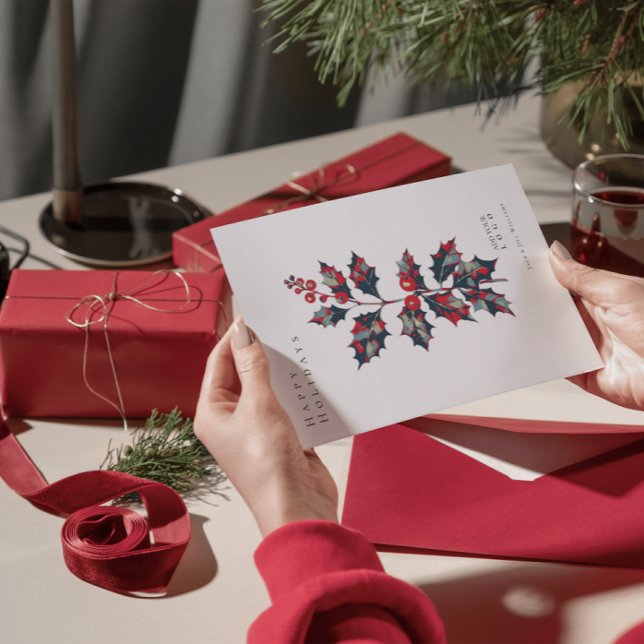 Modern Hope Poster Holly Berry Corporate Christmas Invitation (Seasons greetings)