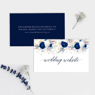 Modern Horizon Blue & White Floral Wedding Enclosure Card