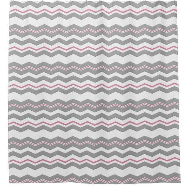 Modern Horizontal Chevron with any Colour Shower Curtain (Front)