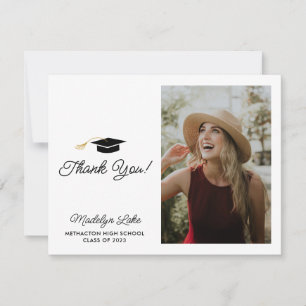 Modern Horizontal Graduation Photo Thank You Card