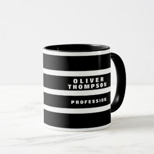 Modern Horizontal Large Black Stripes Elegant Mug