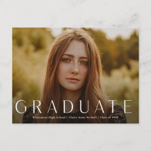 Modern Horizontal Photo Graduation Invitation Postcard
