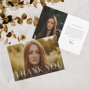 Modern Horizontal Photo Graduation Thank You Card