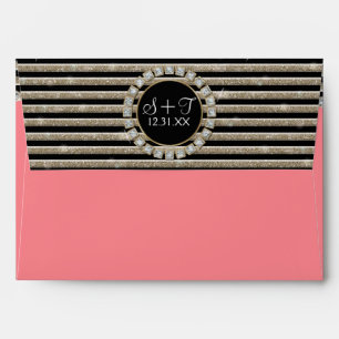 Modern Horizontal Stripe Glitter Look Bling Mod Envelopes