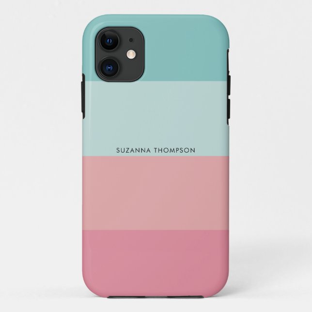 Modern Horizontal Stripe Pastel Pink & Blue  Case-Mate iPhone Case (Back)