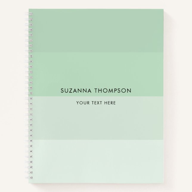 Modern Horizontal Stripe Sage Green Notebook (Front)