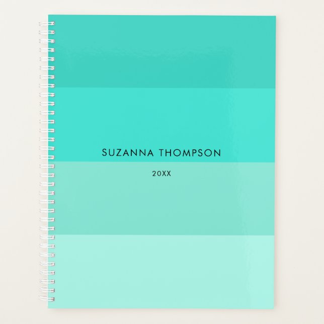 Modern Horizontal Stripe Turquoise Teal Colours   Planner (Front)