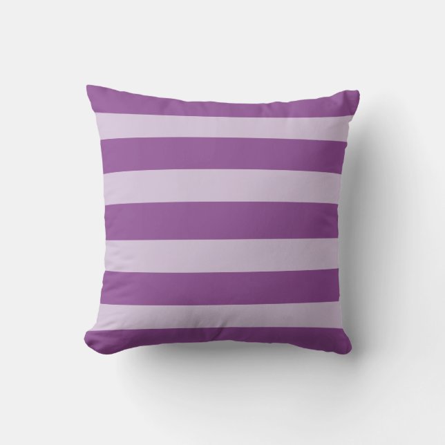 Modern Horizontal Striped Purple Throw Pillow (Front)