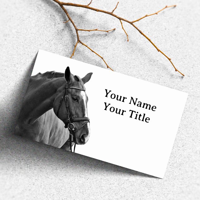 Modern Horse Black and White Equestrian Business Card (Creator Uploaded)