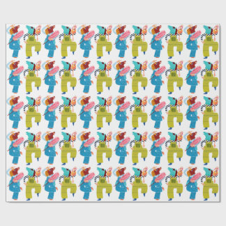 Modern Horse Collage Character Art(Semi-Gloss) Wra Wrapping Paper