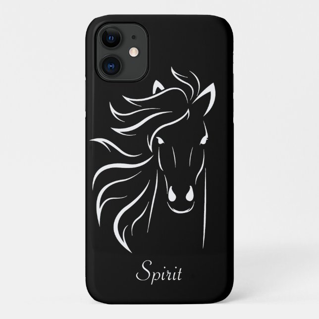 Modern horse silhouette image art on black Case-Mate iPhone case (Back)