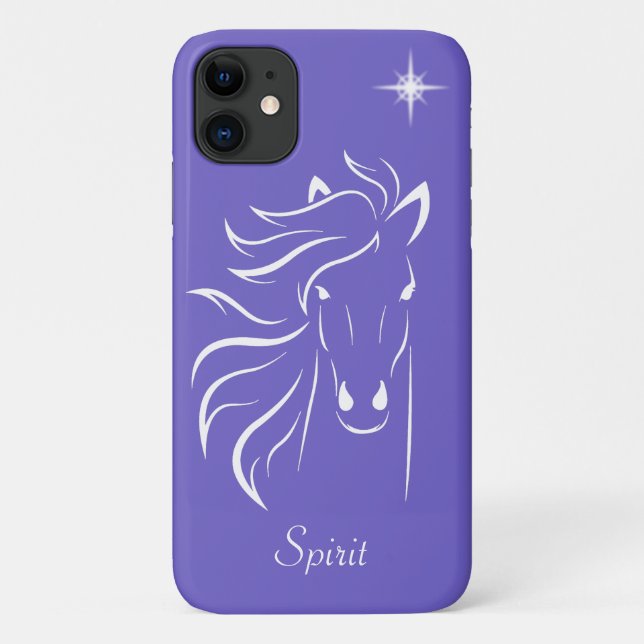 Modern horse silhouette image art on periwinkle Case-Mate iPhone case (Back)