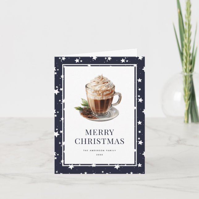 Modern Hot Chocolate Photo Merry Christmas Card (Front)