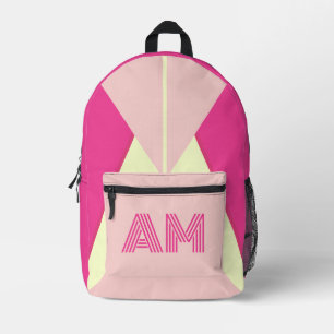 Modern Hot Pink and Cream Linear Custom Backpack