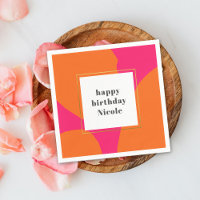 Modern Hot Pink and Orange Abstract Birthday Party
