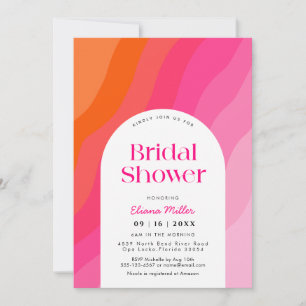 Modern hot Pink and Orange Bridal Shower  Invitation