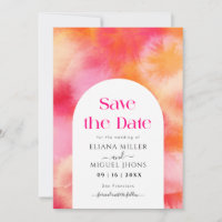 Modern hot Pink and Orange save the date Wedding 