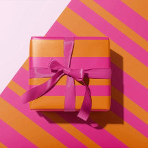 Modern Hot Pink and Orange Wide Cabana Stripe