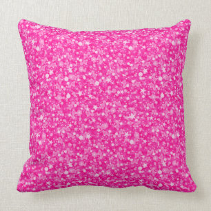 Modern Hot Pink And White Glitter Cushion