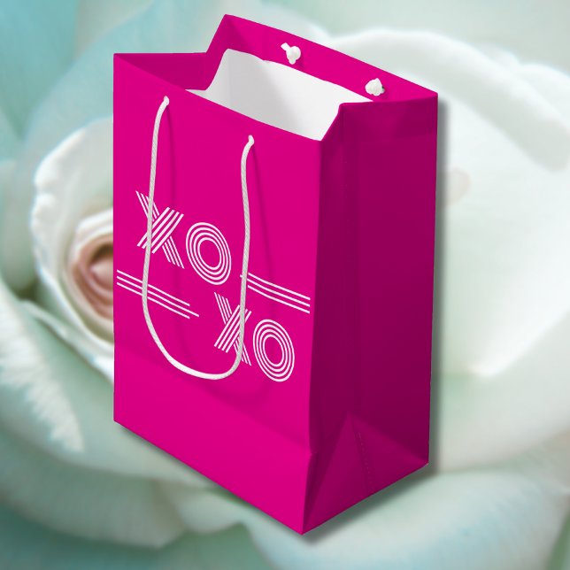 Modern Hot Pink and White XOXO Valentine Medium Gift Bag (Creator Uploaded)
