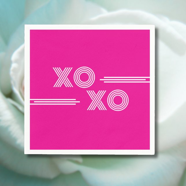 Modern Hot Pink and White XOXO Valentine Napkin (Creator Uploaded)