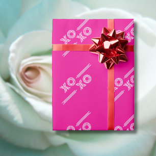 Modern Hot Pink and White XOXO Valentine Wrapping Paper