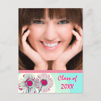 Modern Hot Pink Aqua Graduation Open House Invite