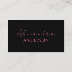 Modern Hot Pink Black Minimalist Trendy Business Card