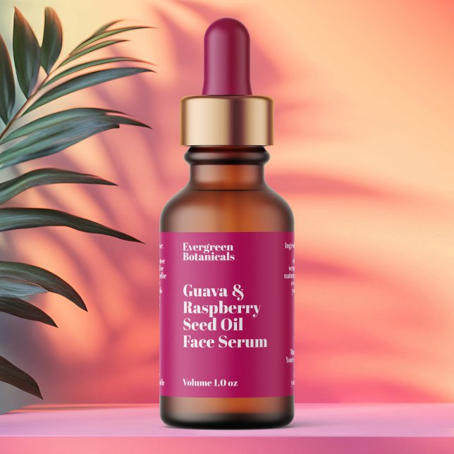 Modern Hot Pink Cosmetics Dropper Bottle Label (Creator Uploaded)