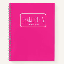 Modern Hot Pink Custom Name School Note
