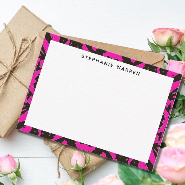 Modern Hot Pink Decorative Border  Card (Creator Uploaded)