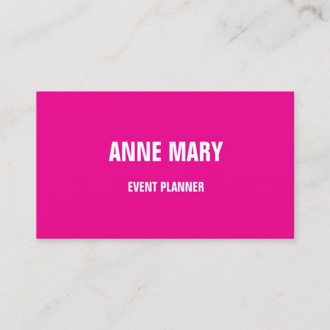 Modern Hot Pink Girly Bright Colourful Cool Trendy Business Card (Front)