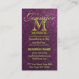 Modern Hot Pink Glitter Business Card