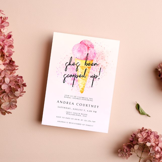 Modern Hot Pink Ice Cream bridal shower Invitation (Creator Uploaded)