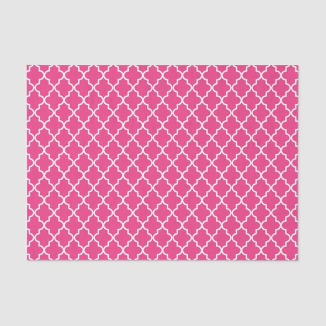 Modern Hot Pink Moroccan Quatrefoil Tissue Paper (Front)