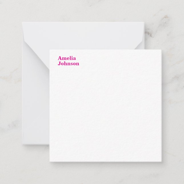 Modern Hot Pink Name Minimalist Professional Card (Front)