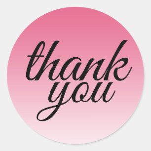 Modern Hot Pink Ombre Thank You Classic Round Sticker