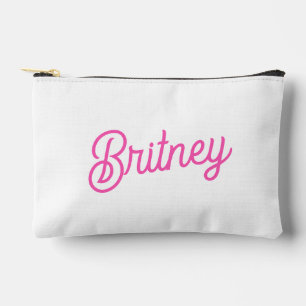 Modern Hot Pink  Personalised Monogram and Name  Accessory Pouch