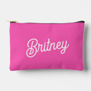 Modern Hot Pink  Personalised Monogram and Name  Accessory Pouch