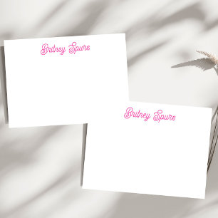 Modern Hot Pink  Personalised Monogram and Name  Card