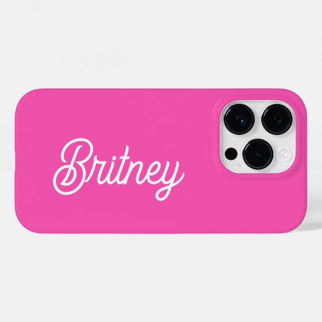 Modern Hot Pink  Personalised Monogram and Name  Case-Mate iPhone Case (Back (Horizontal))