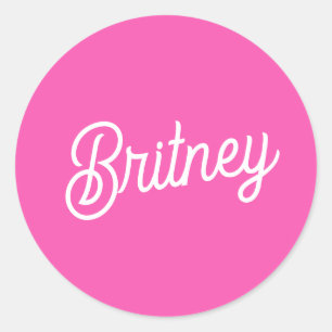 Modern Hot Pink  Personalised Monogram and Name  Classic Round Sticker